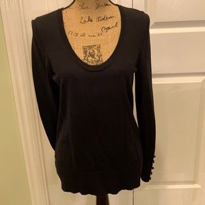 Ann Taylor LOFT Black scoop neck sweater.